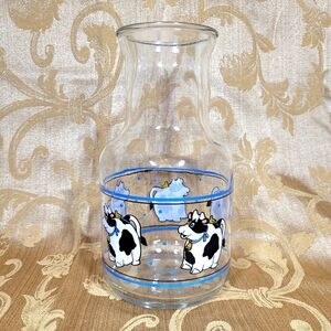 Vintage Cow Print Pitcher Milk Juice Glass Made In Canada